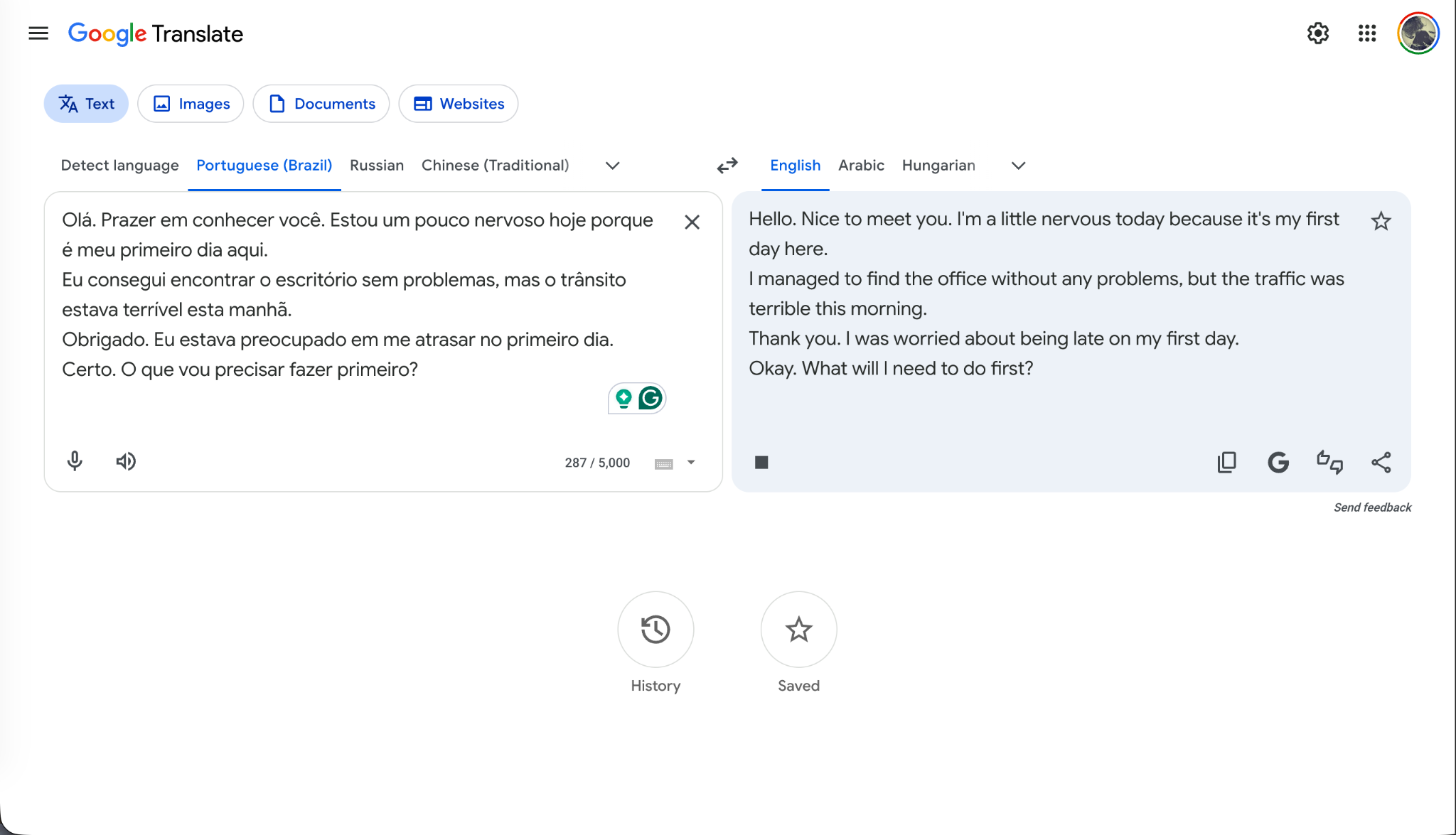google translate portuguese to english translation