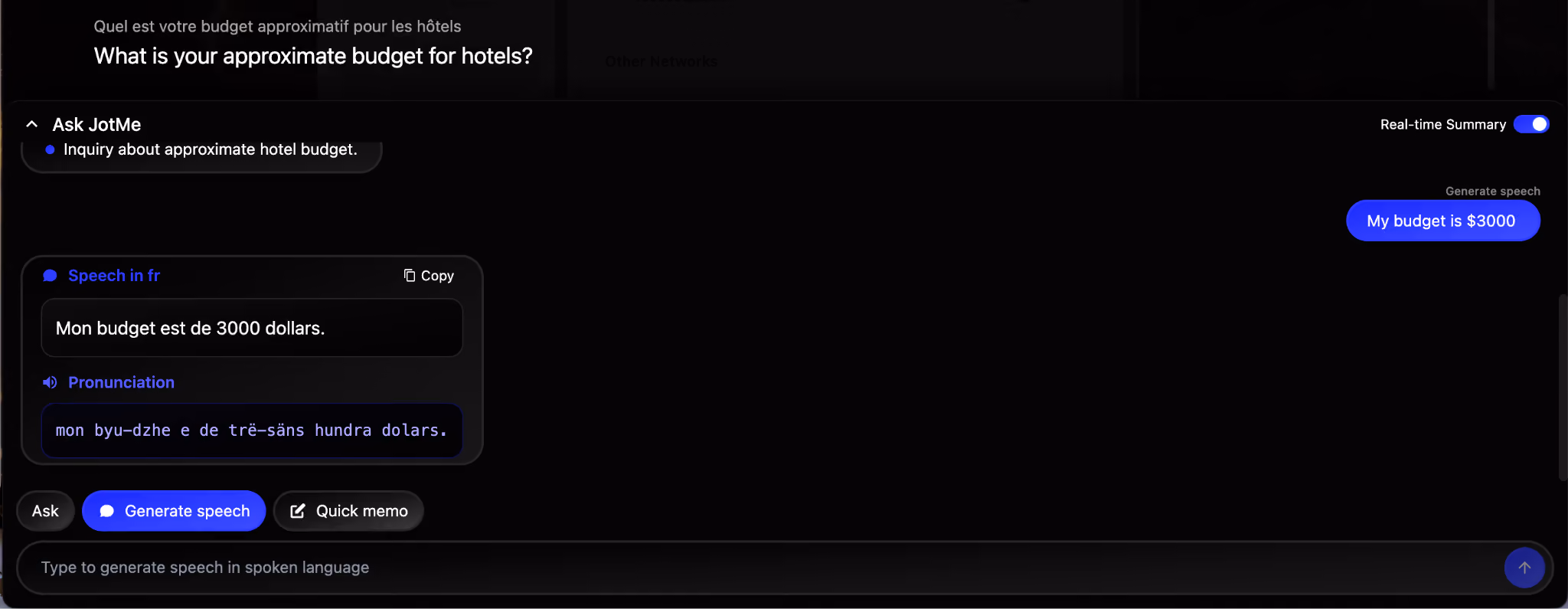 jotme generate speech