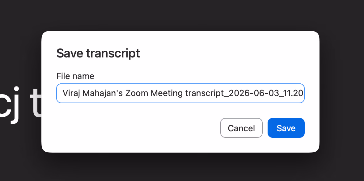 zoom save transcript