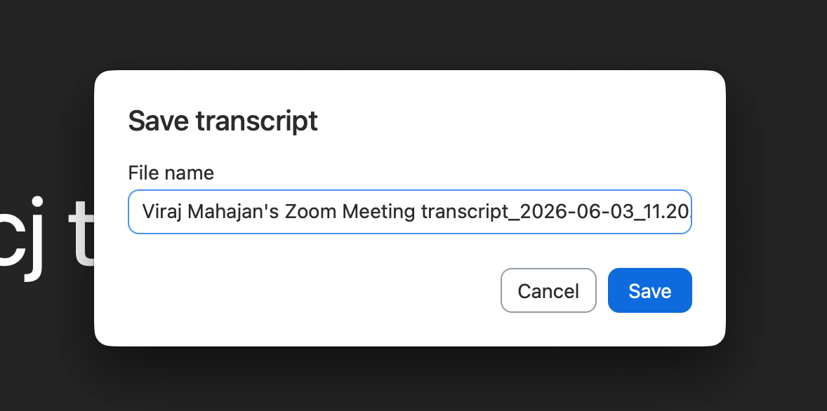 zoom save transcript