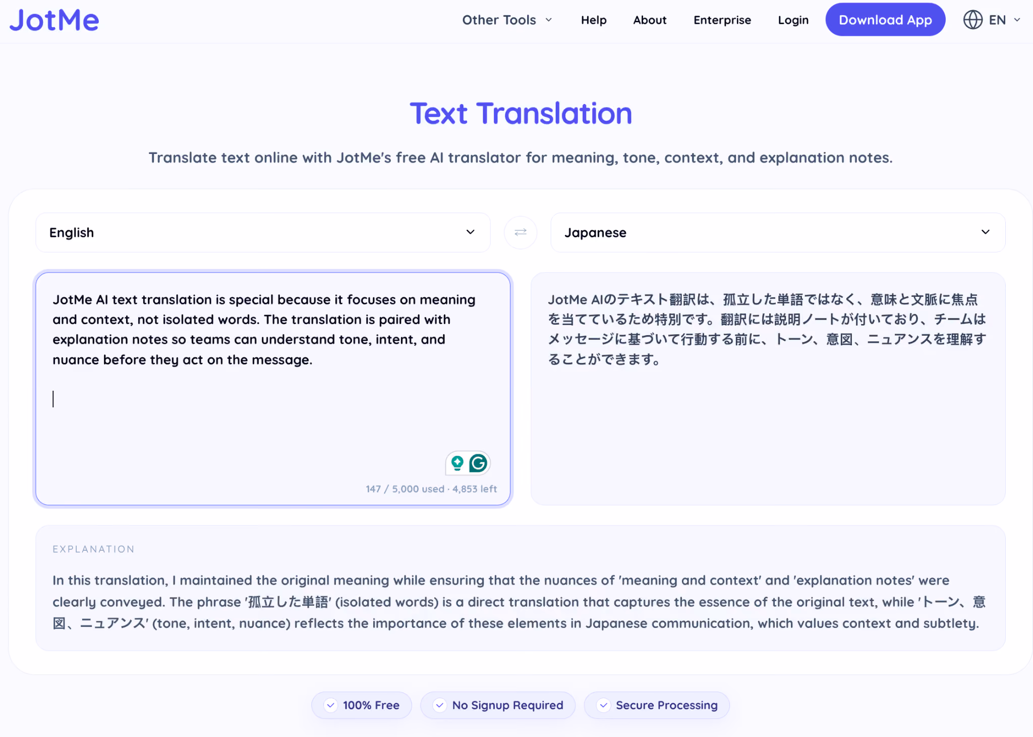 english to japanese text translation by jotme