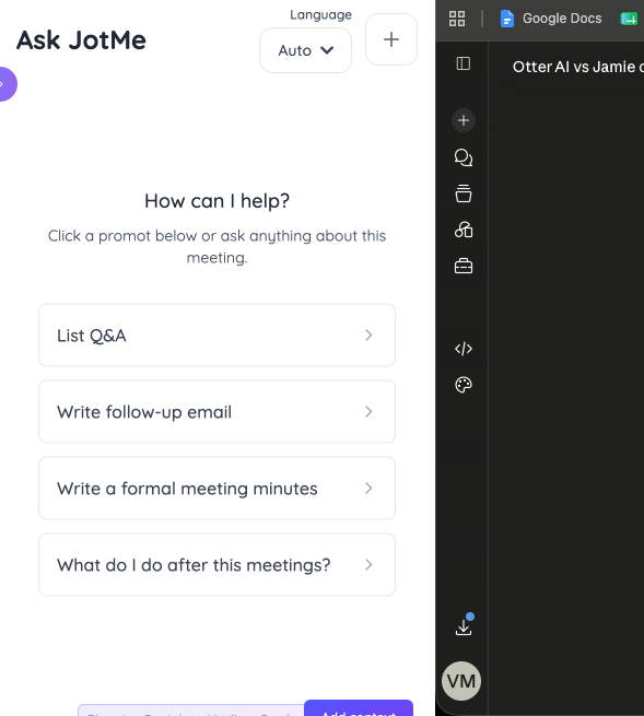 jotme ai ask fetaure
