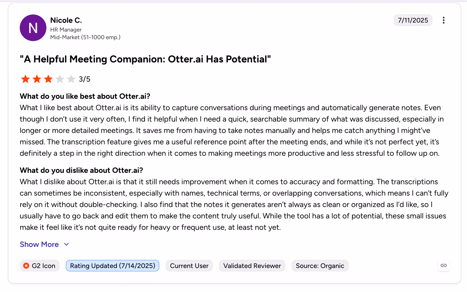 otter ai g2 review for ai notes