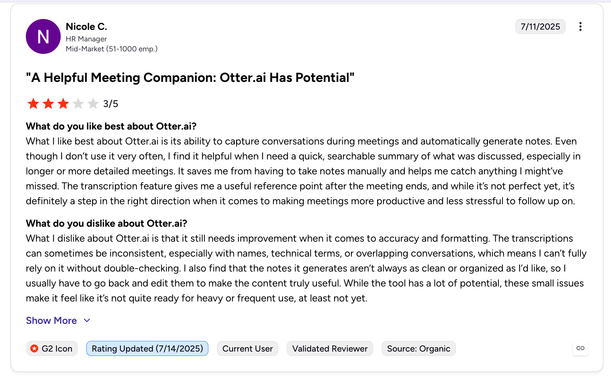 otter ai g2 review for ai notes