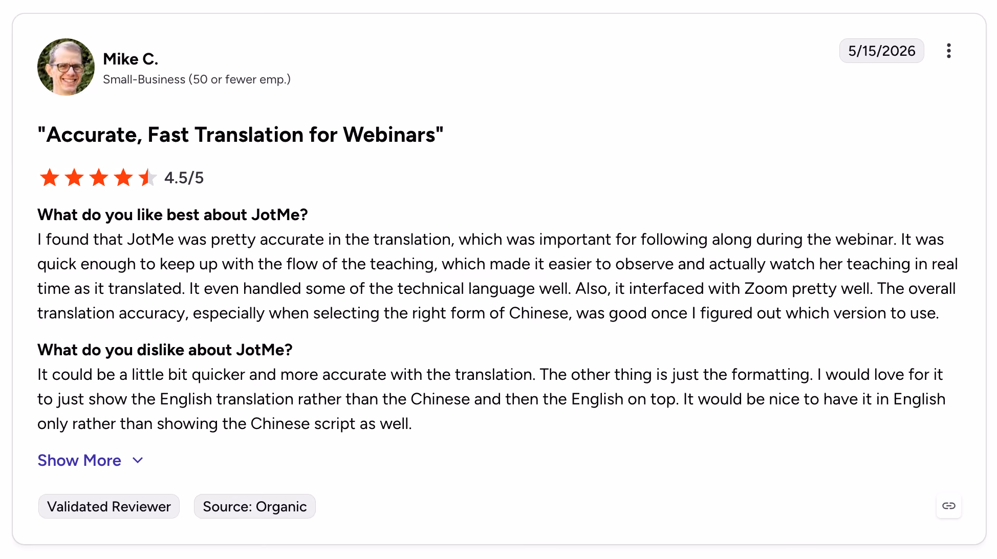 jotme g2 review for live translation
