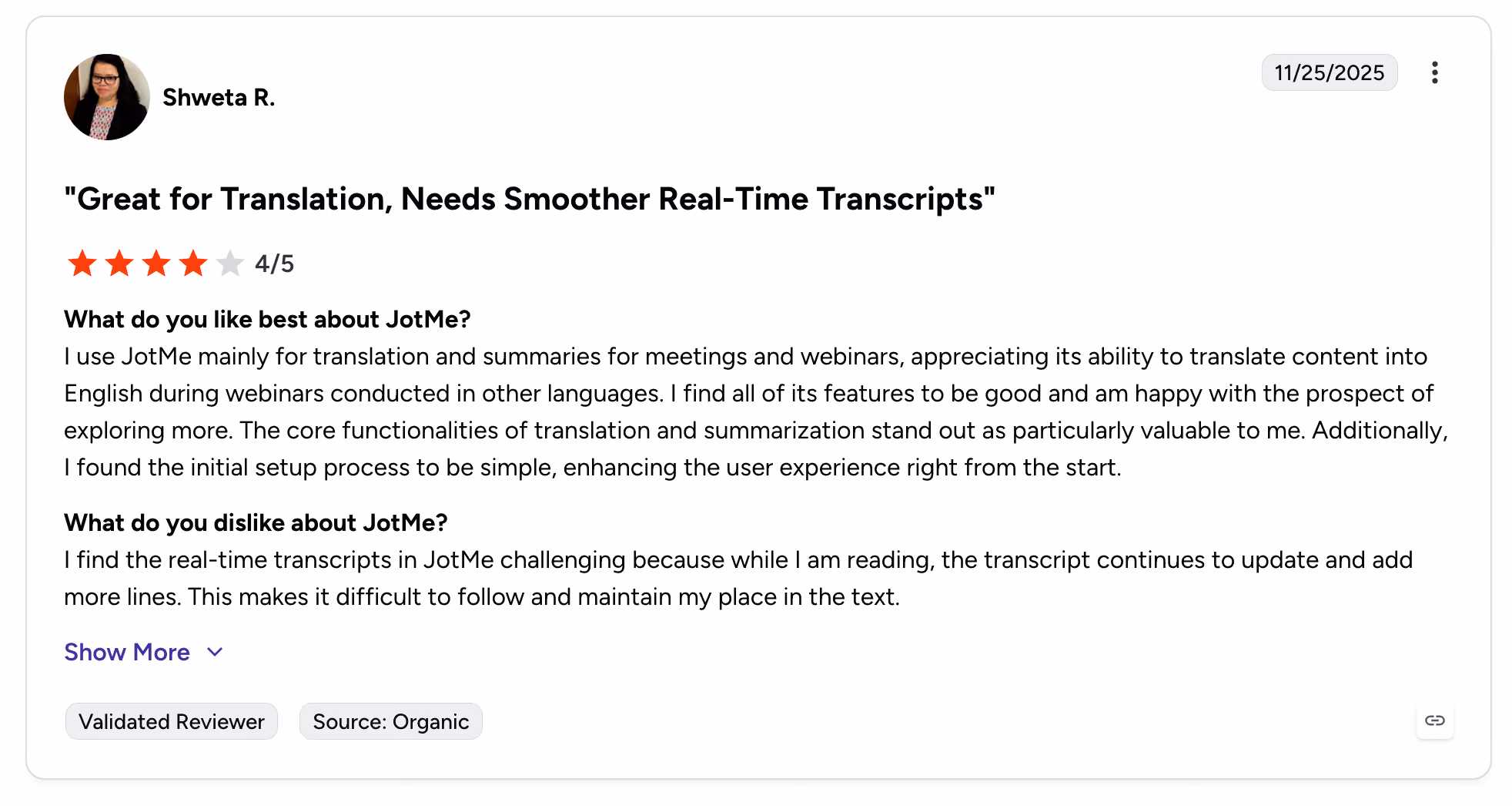 jotme g2 review for translation and summary