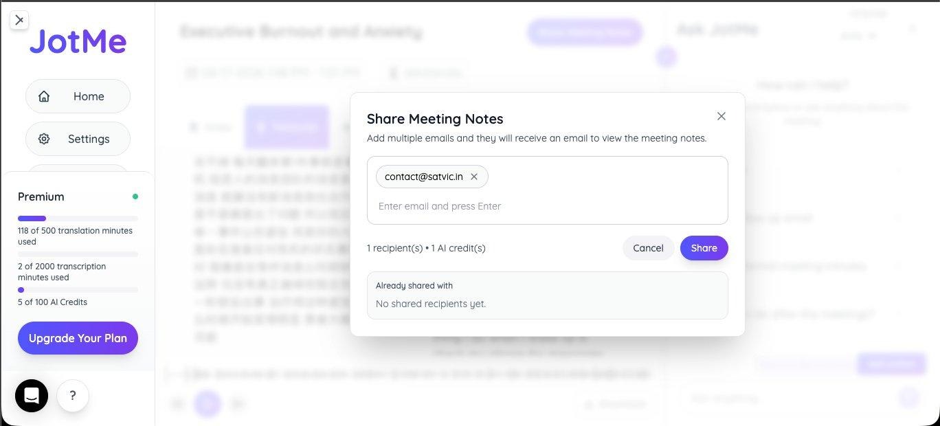 jotme share meeting notes