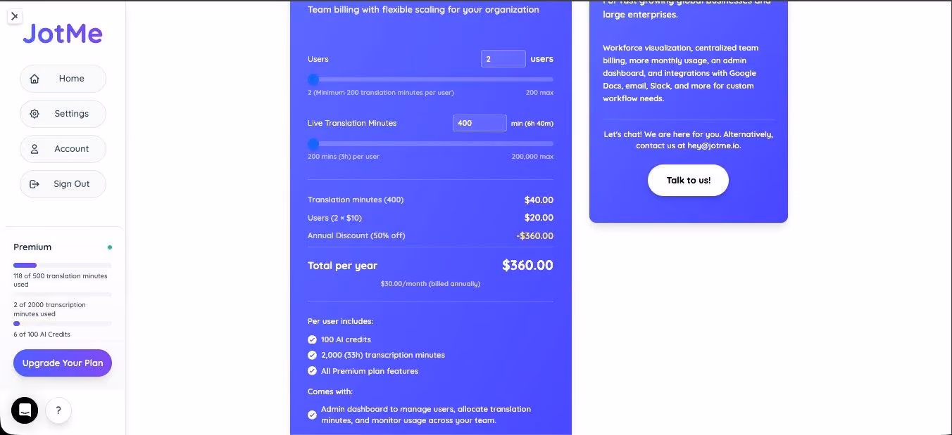 jotme teams pricing
