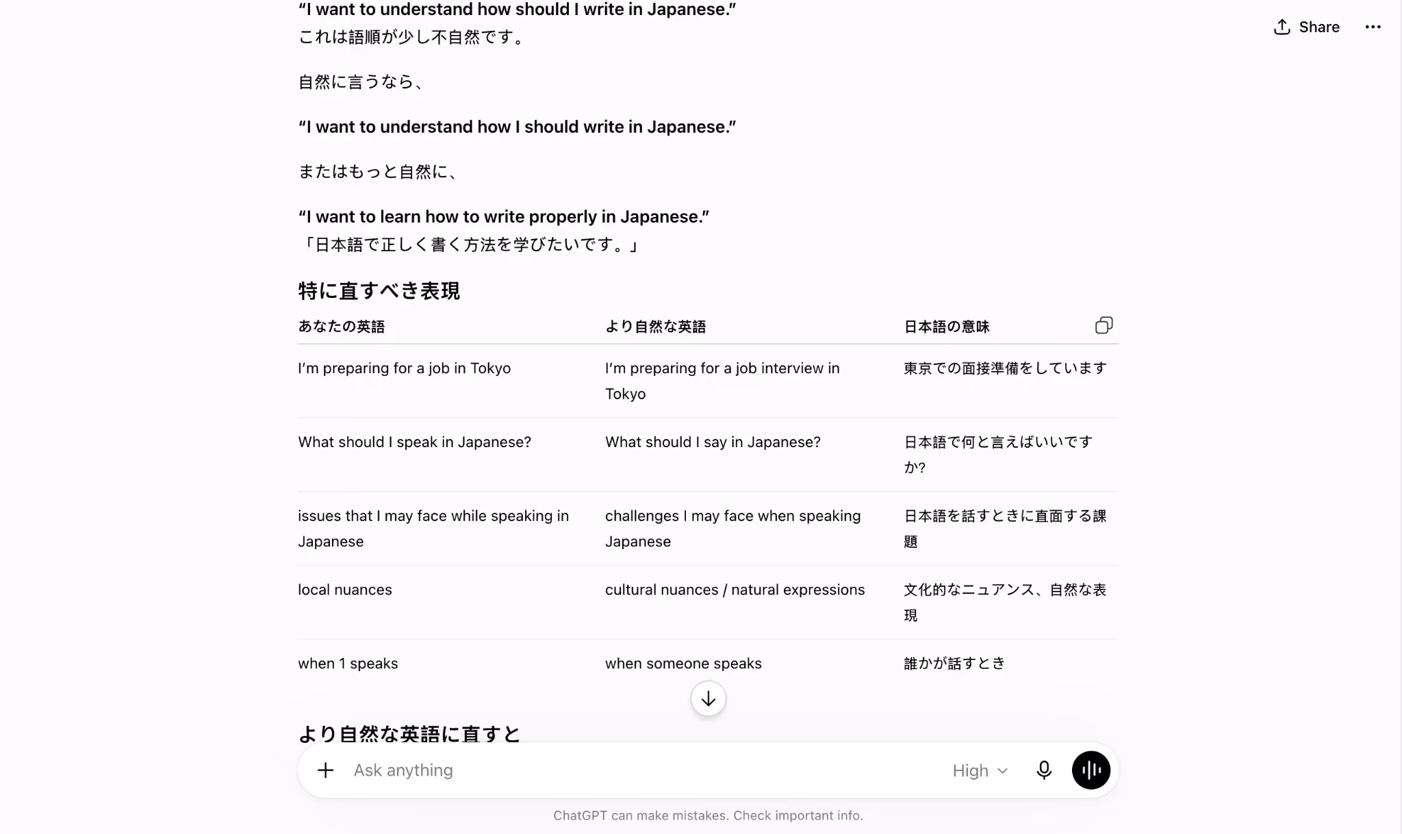 ChatGPT refining interview phrasing