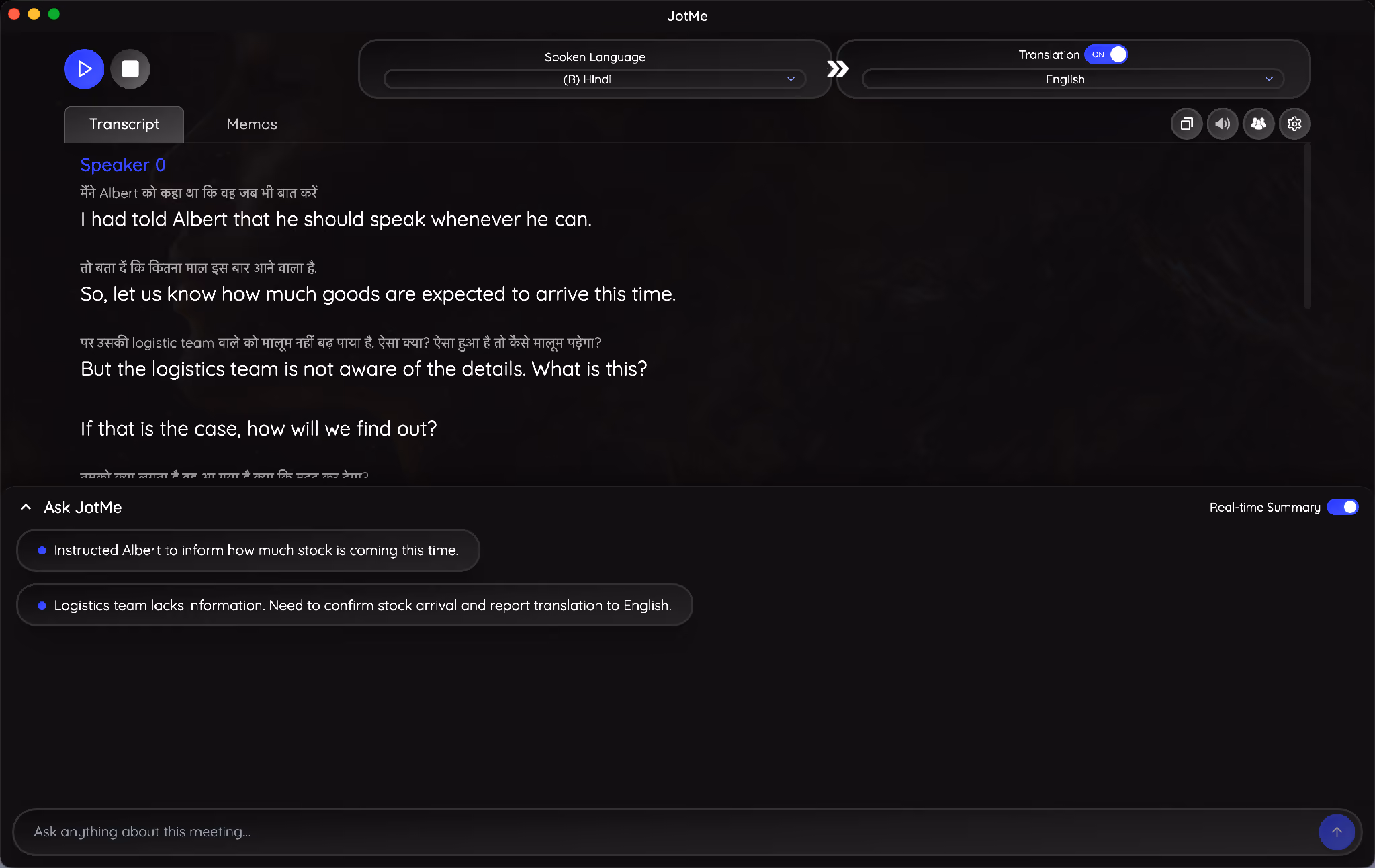 jotme real time translation