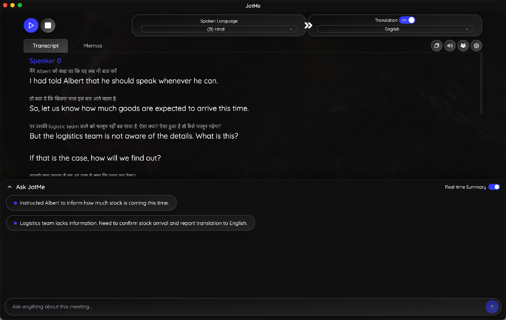 jotme real time translation