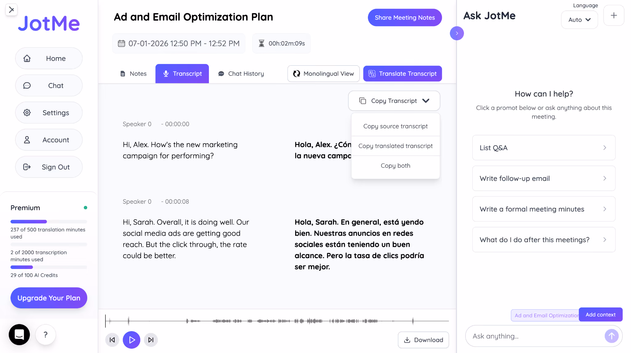 jotme multilingual transcript
