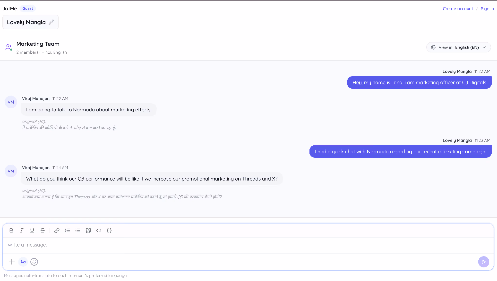 jotme chat in english