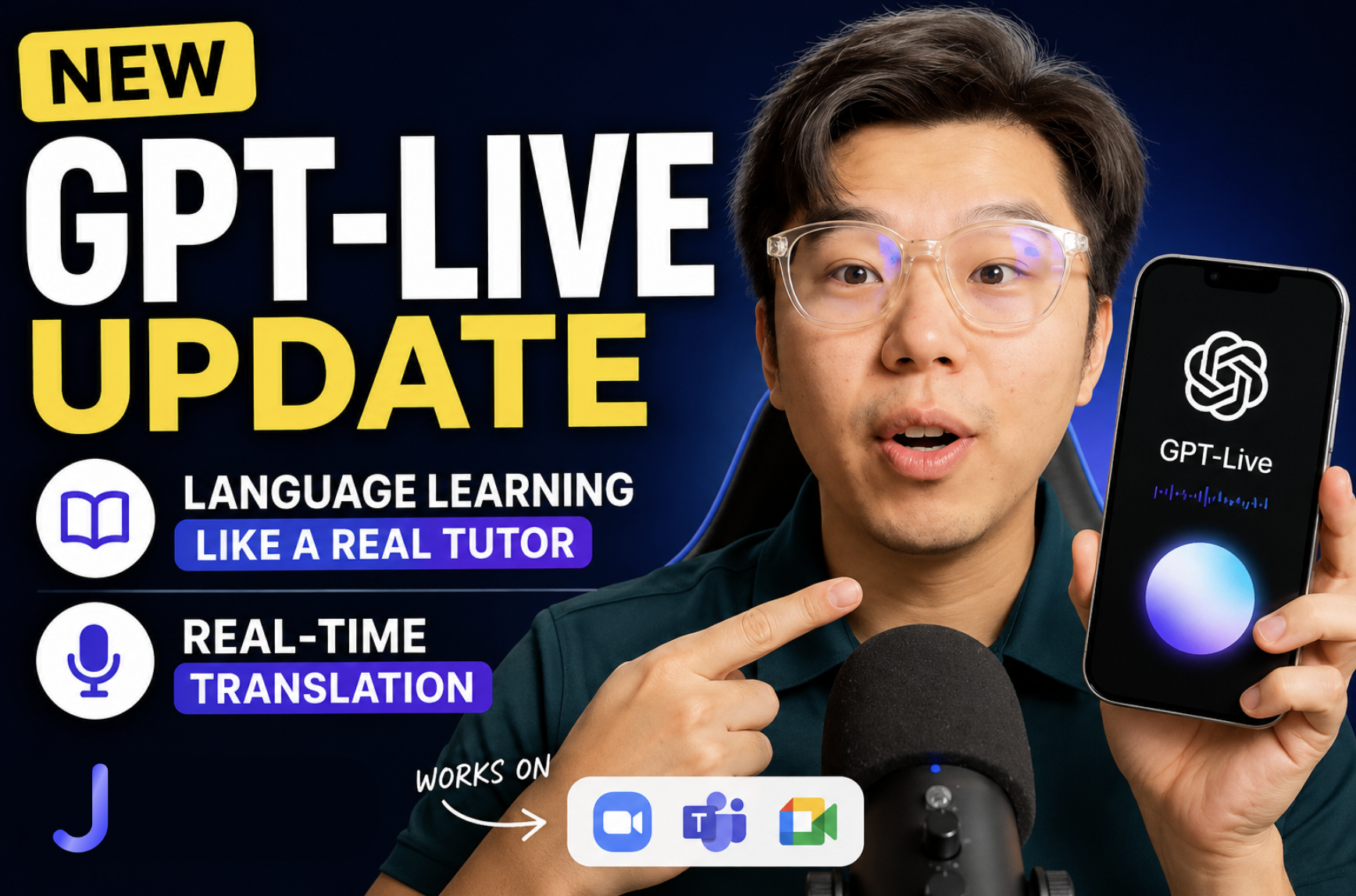 GPT-Live update graphic for language learning and real-time translation