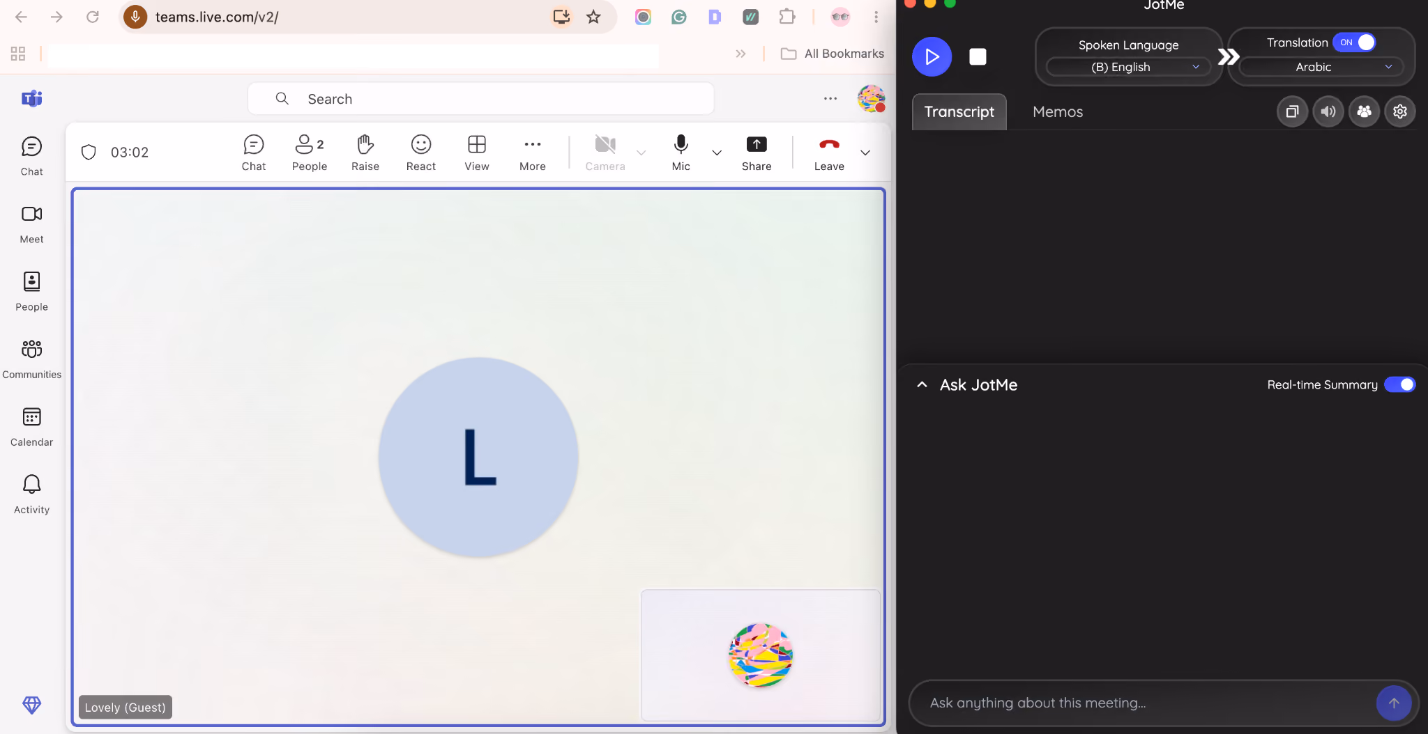 jotme start teams meeting