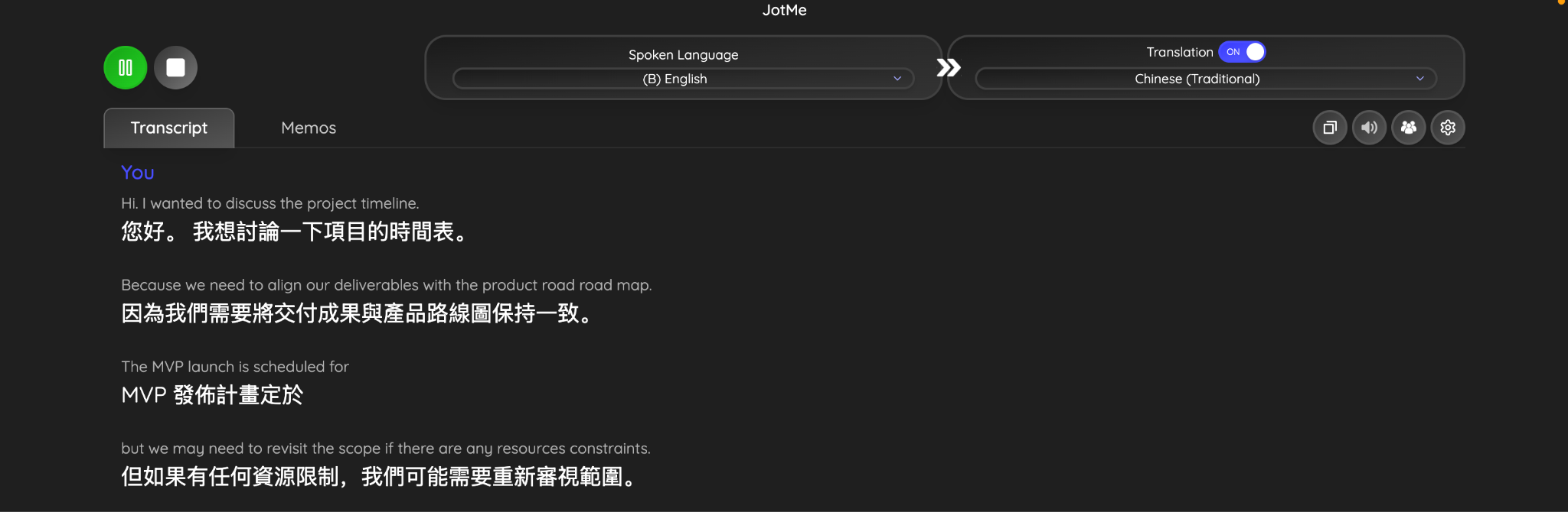 jotme live-übersetzung englisch chinesisch