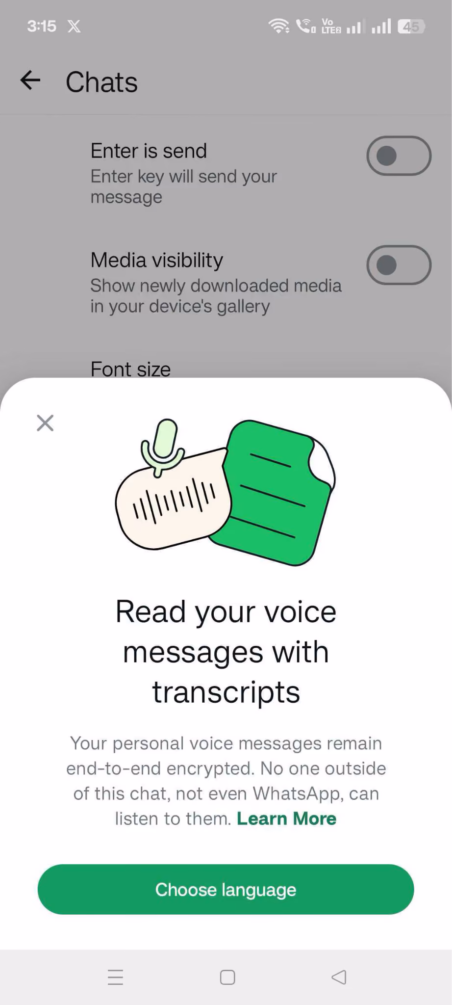 whatsapp voice message transcript