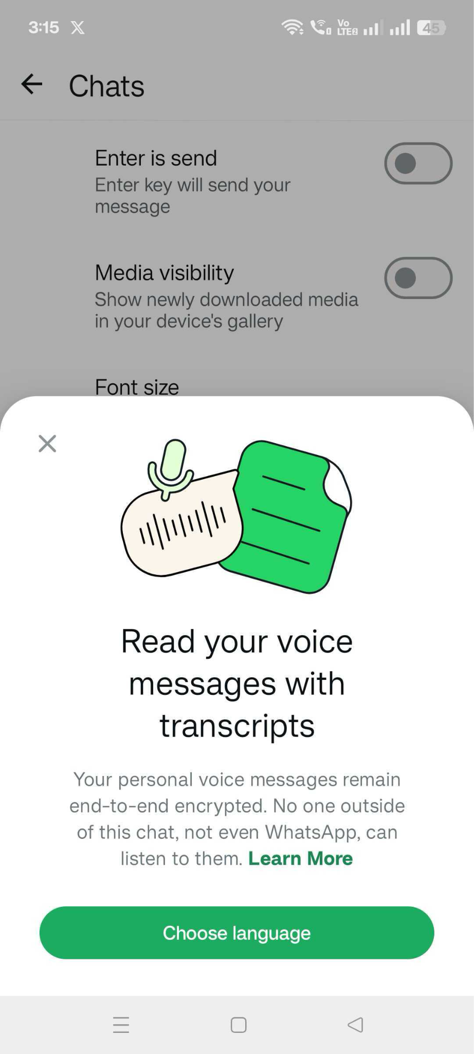 transkript einer whatsapp-nachricht