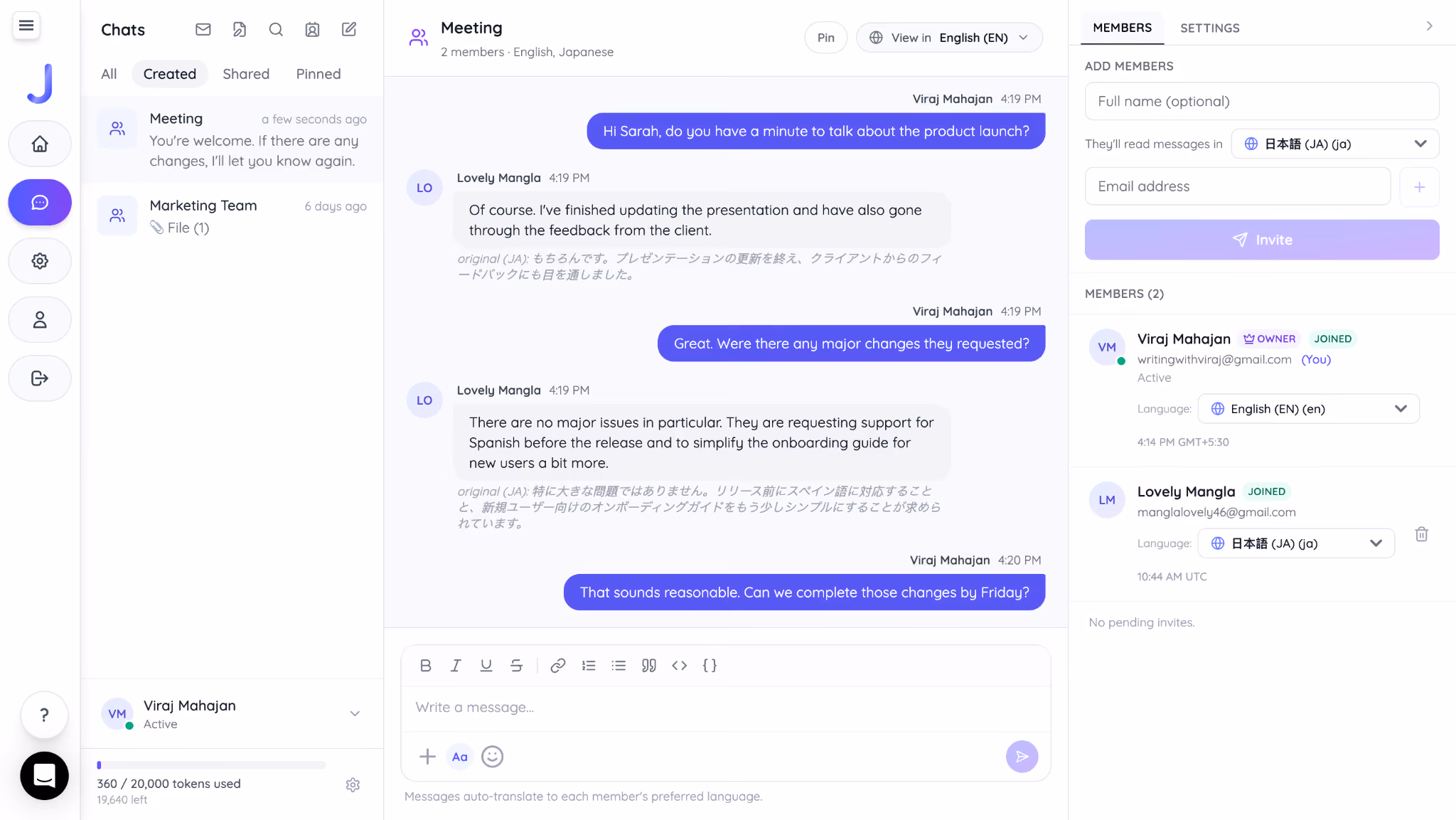 Jotme ai chat in english