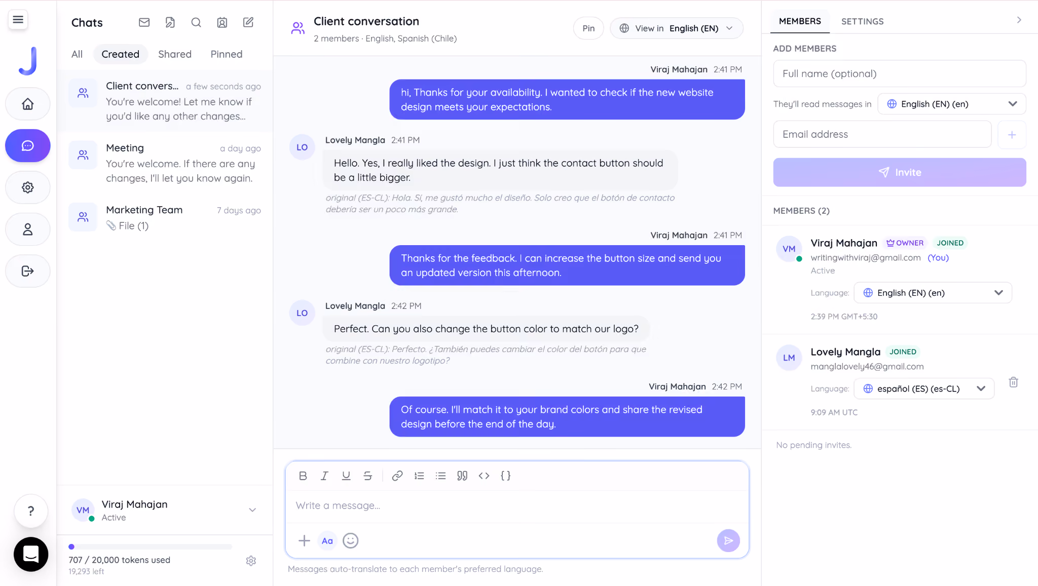 jotme ai chat in english