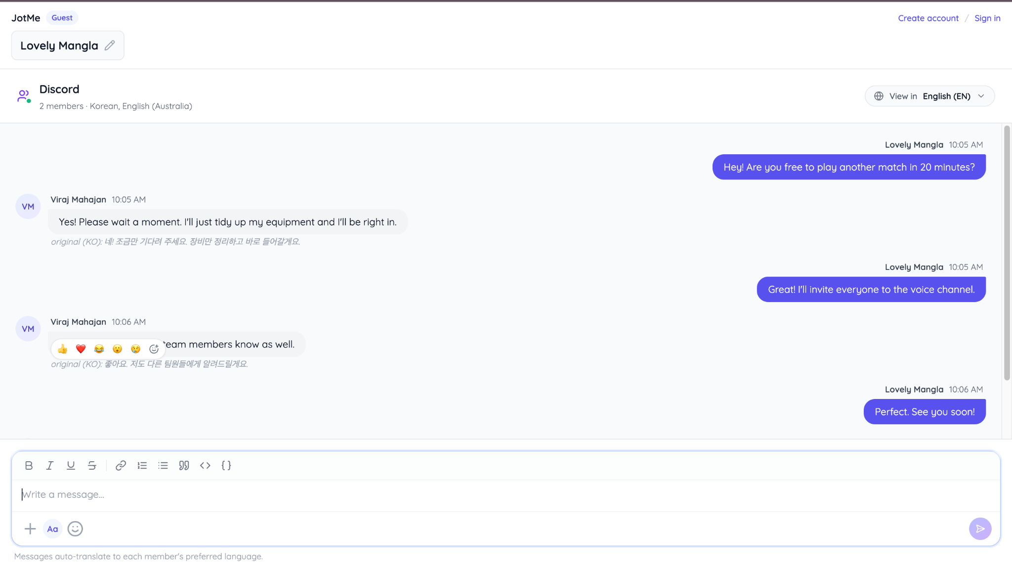 jotme ai chat english
