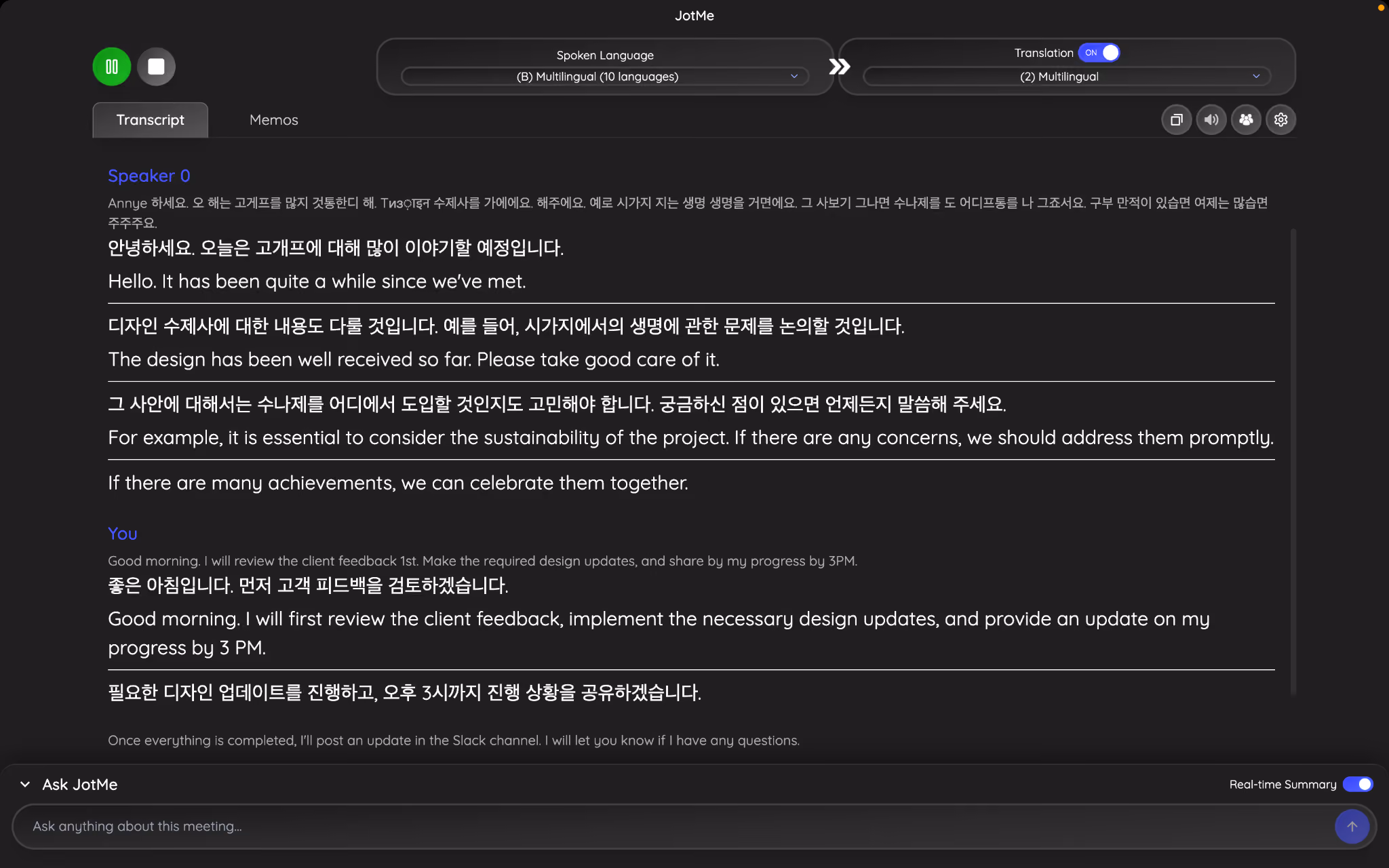 Jotme korean to english live translation