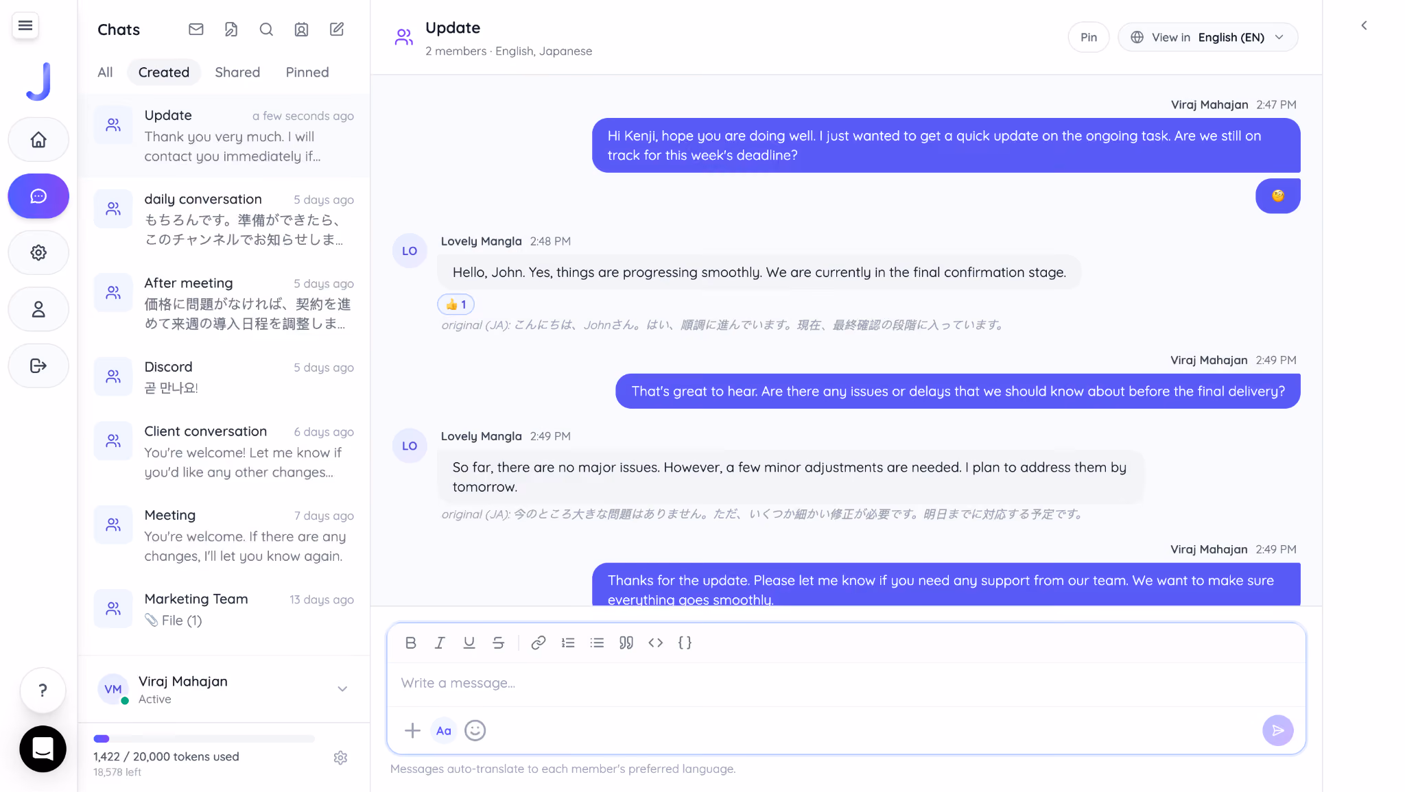 jotme ai chat in english