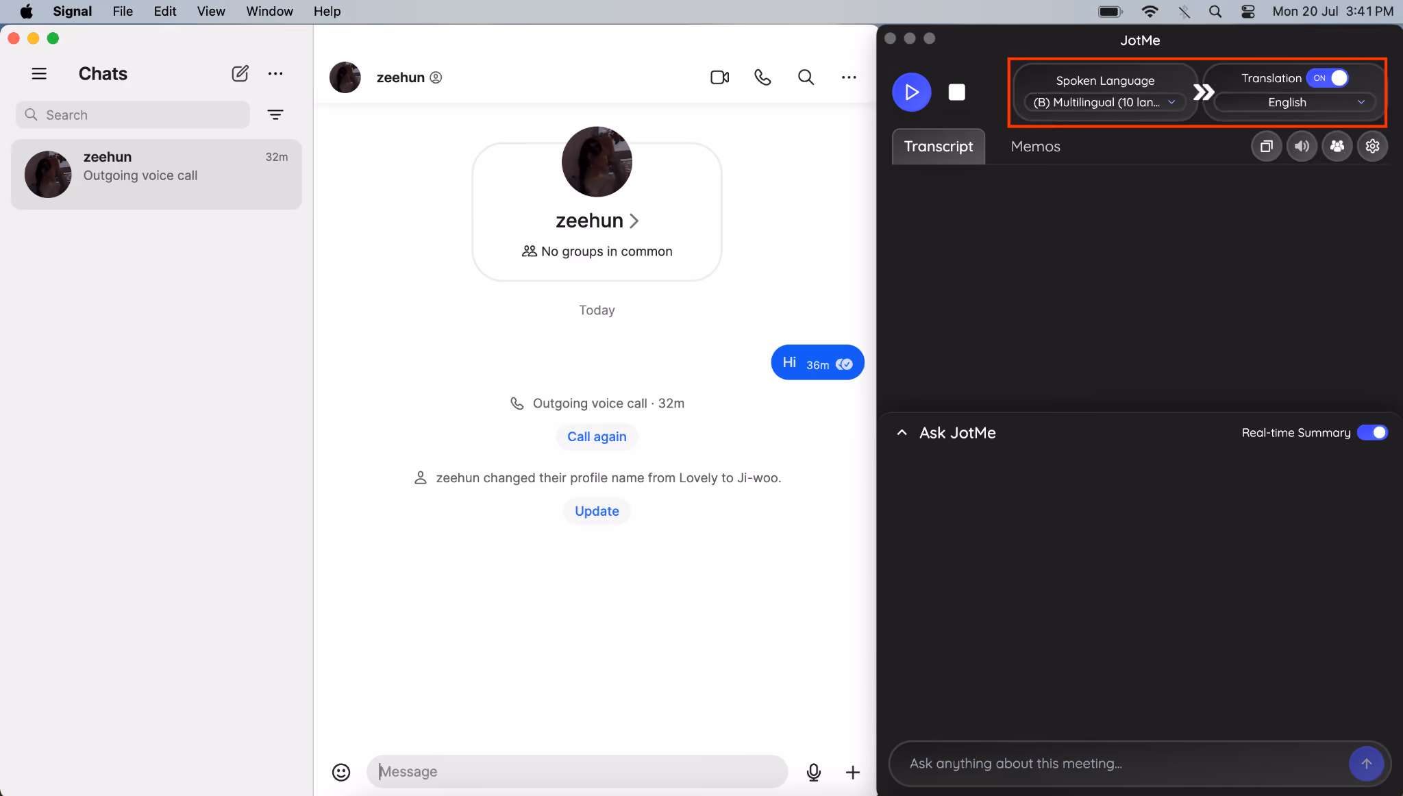jotme signal choose language