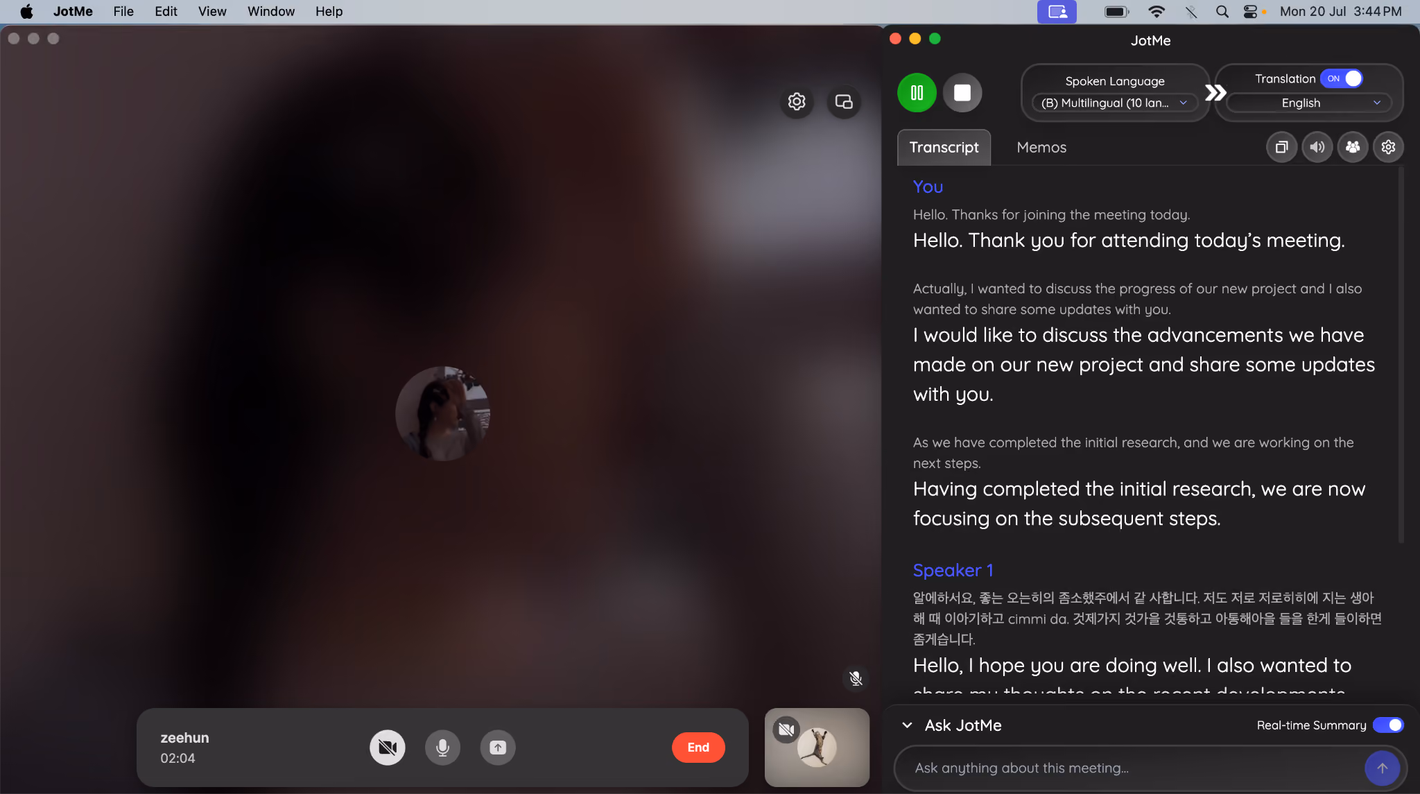 jotme signal real time translation