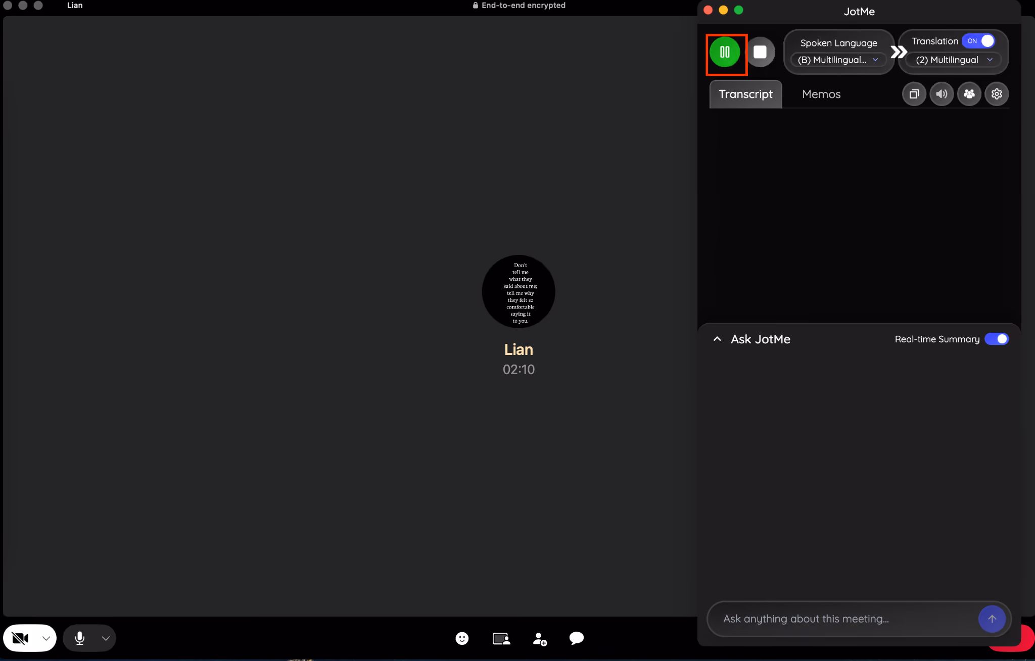 jotme whatsapp start call
