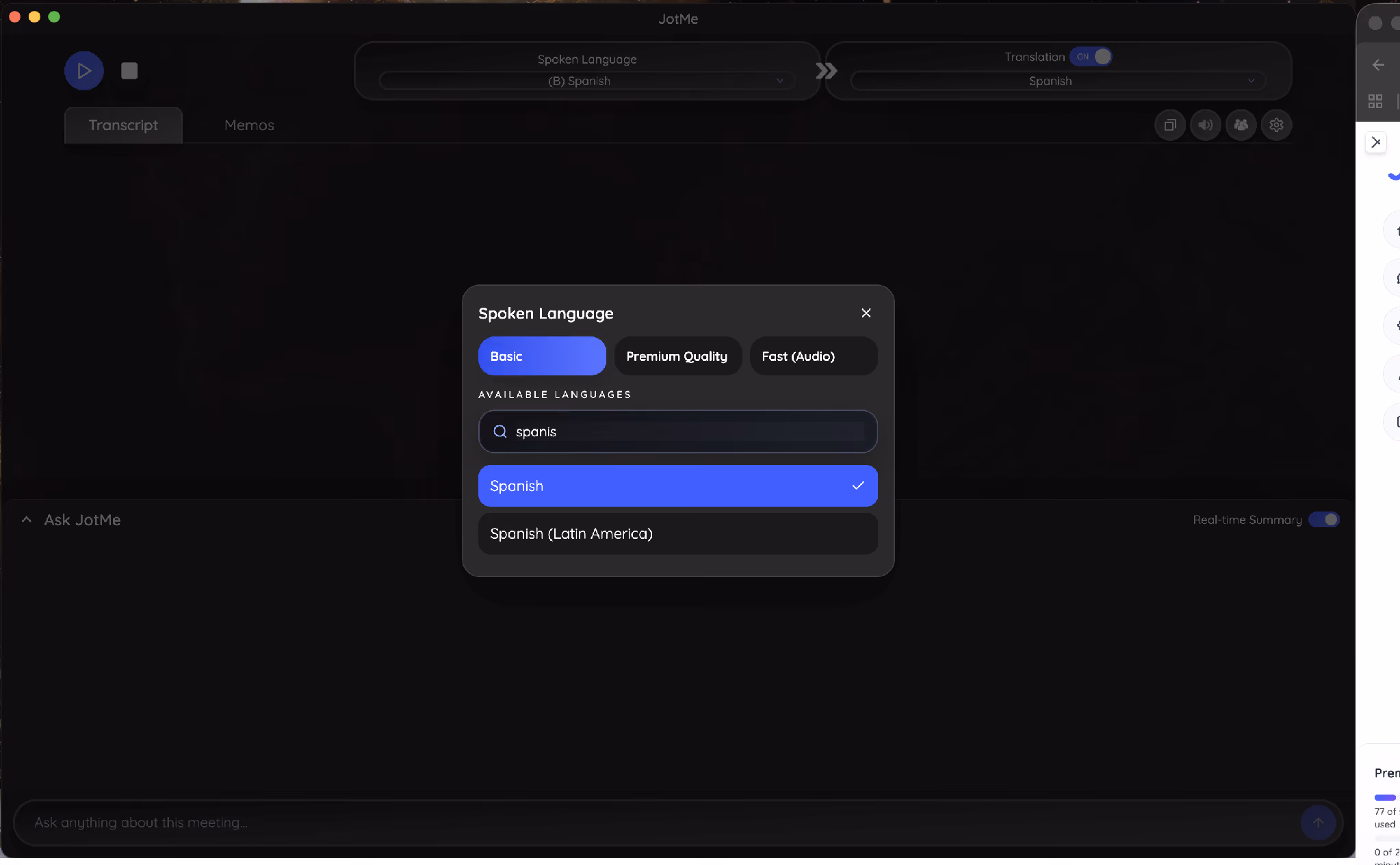 set spoken language on jotme