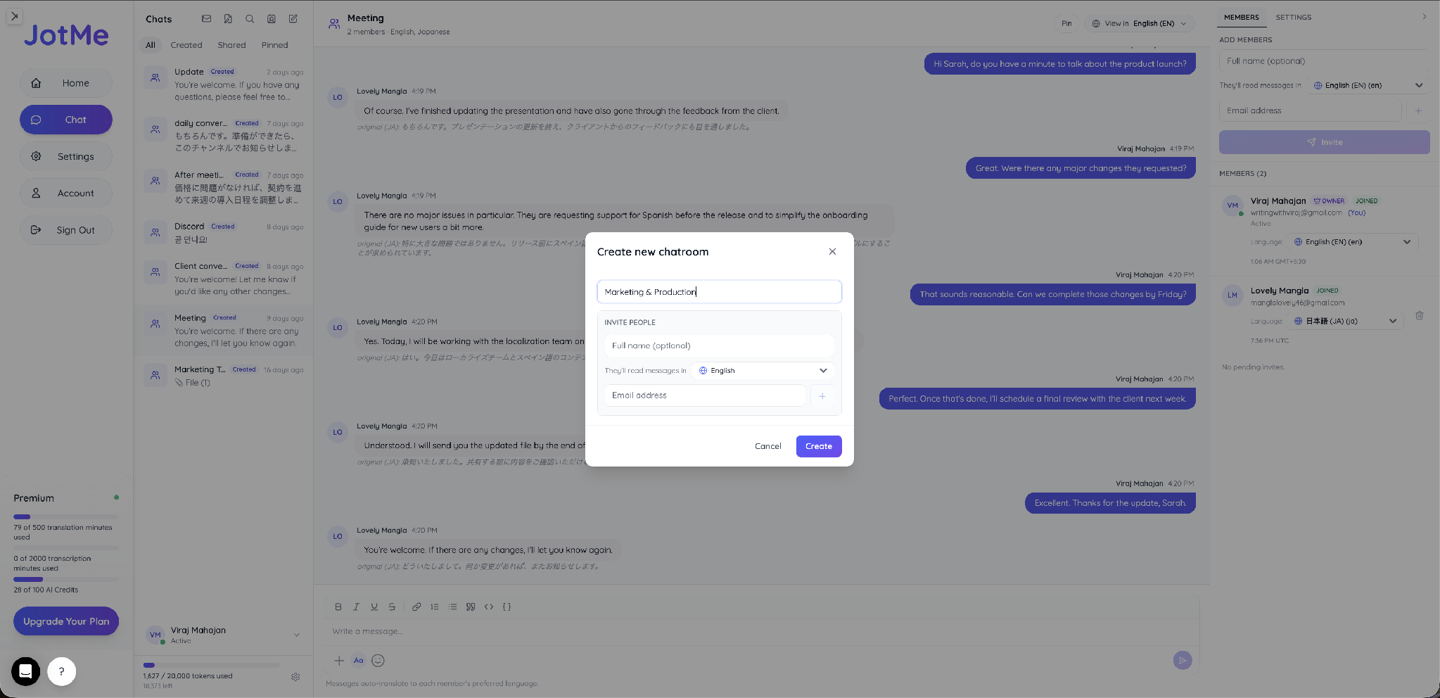 JotMe Meeting-KI-Chat