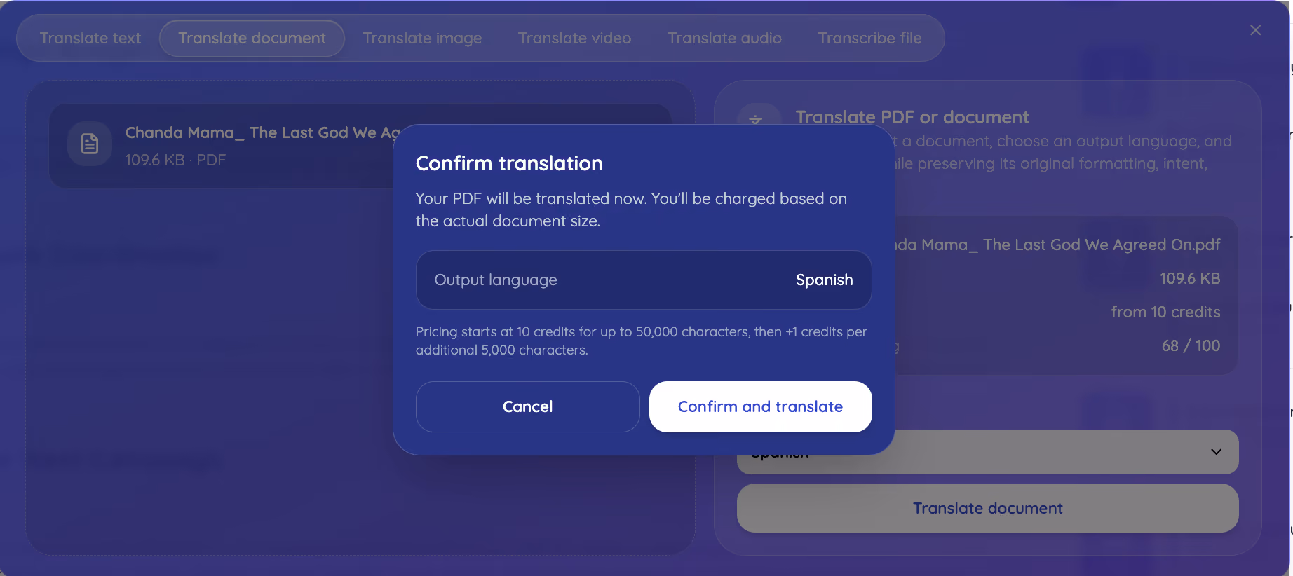 confirm translation on jotme pdf translator