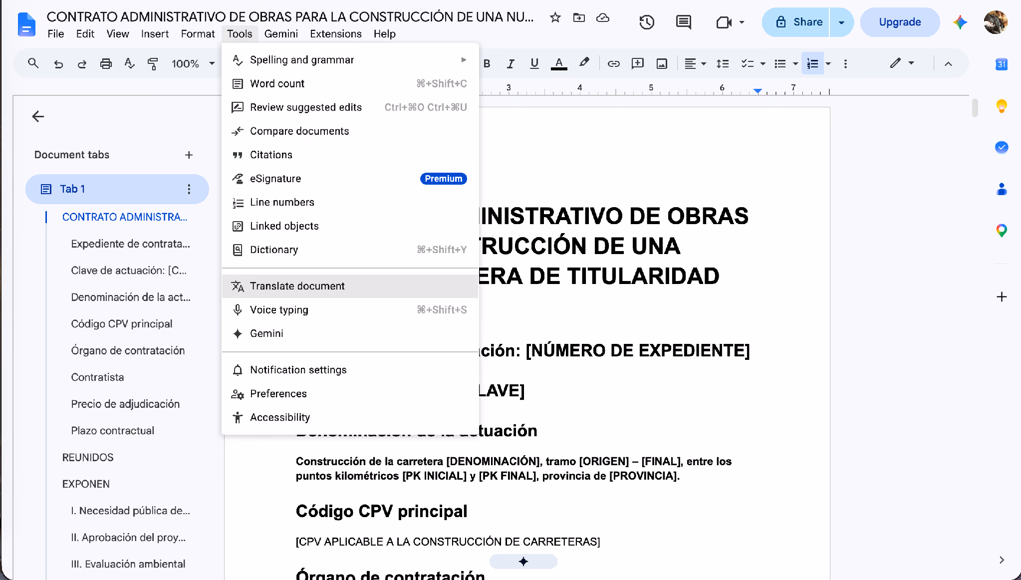 google doc translation document