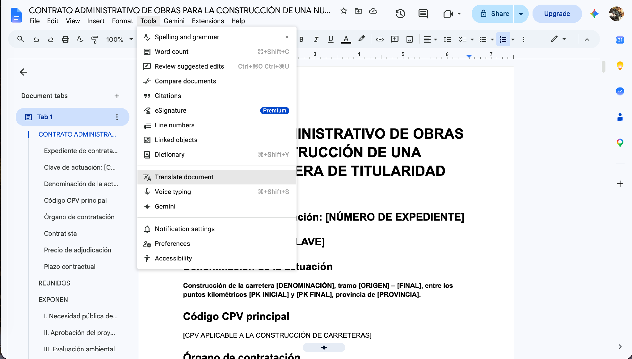 перевод документа в Google Docs