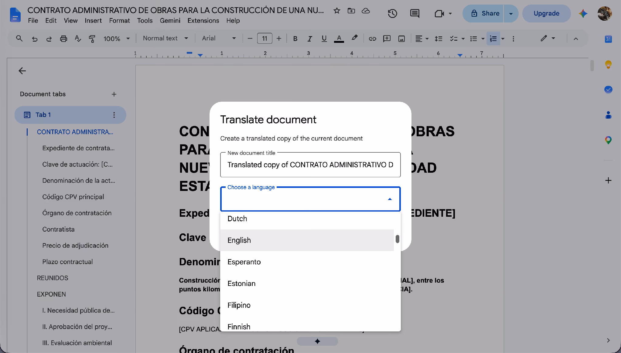 export translated output