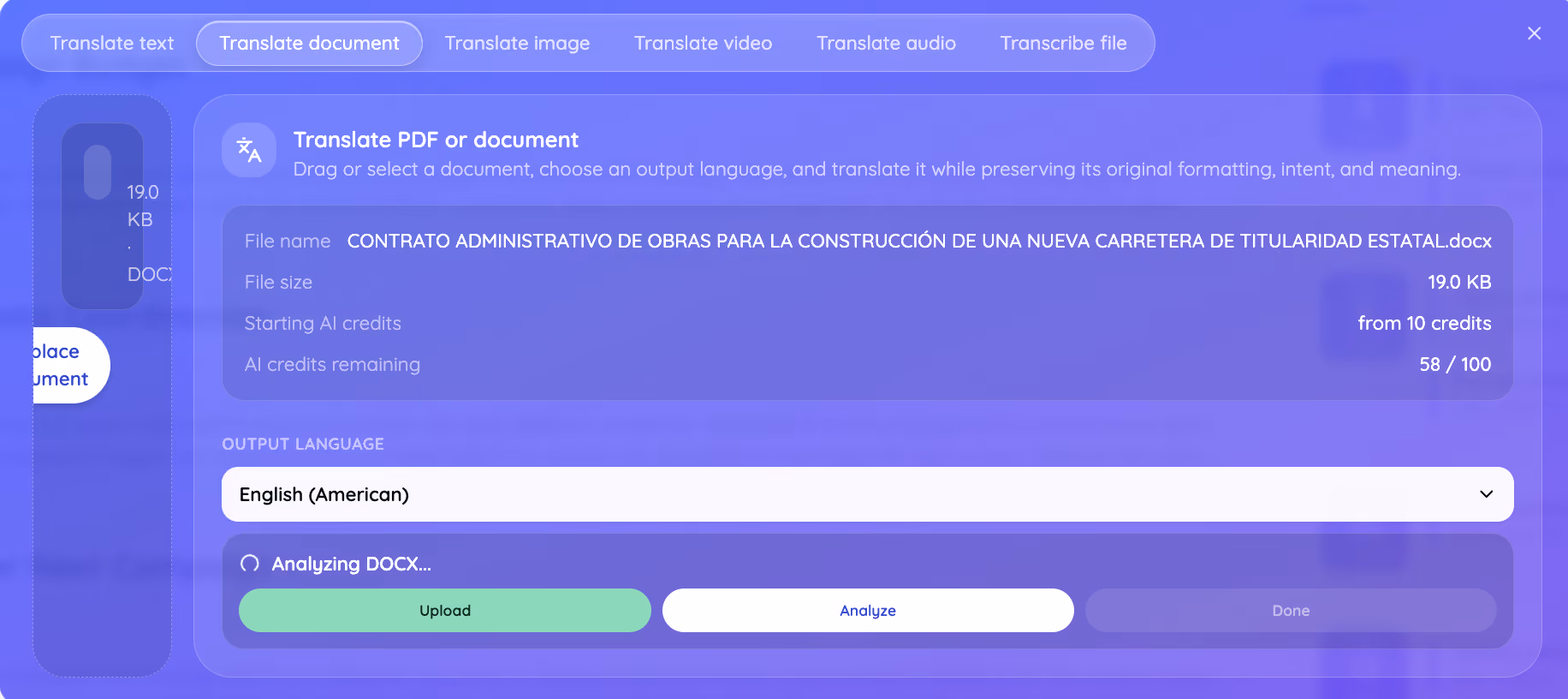 upload word to jotme translate