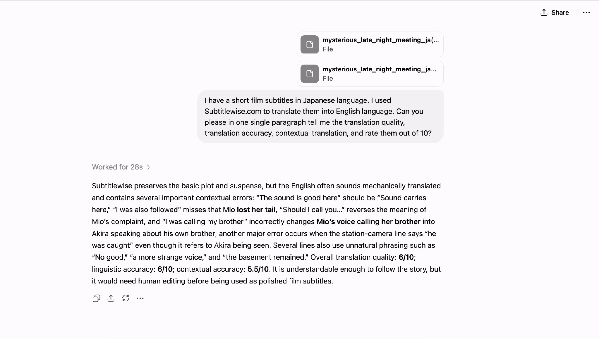 chatgpt analysis of subtitlewise results
