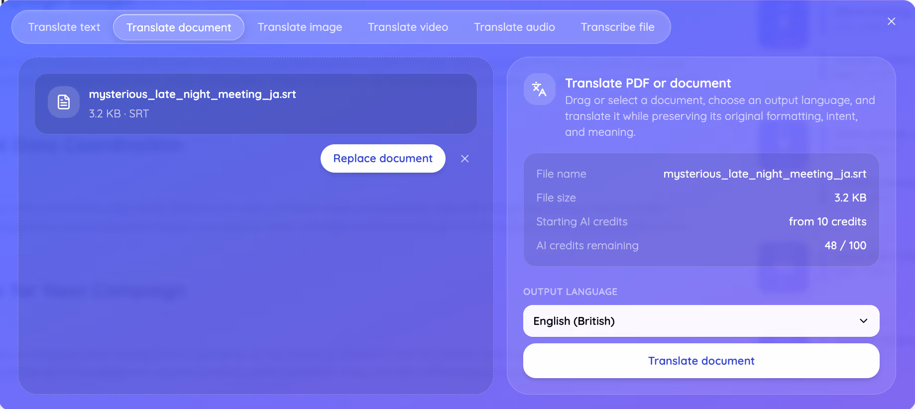 choose output language