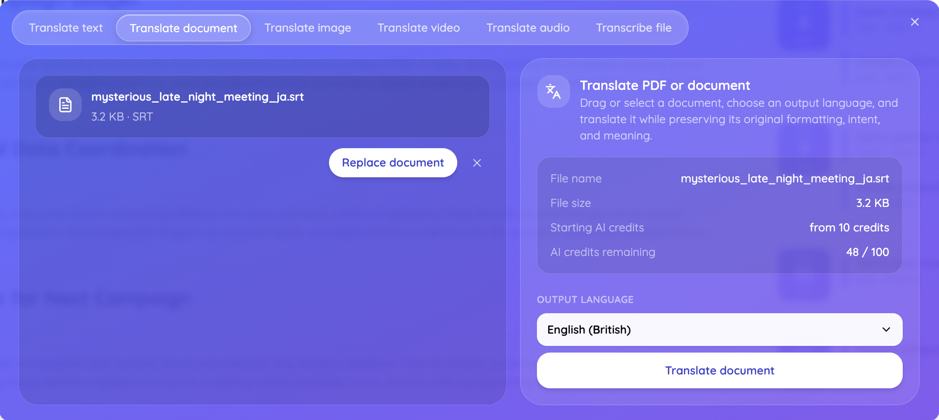 choose output language