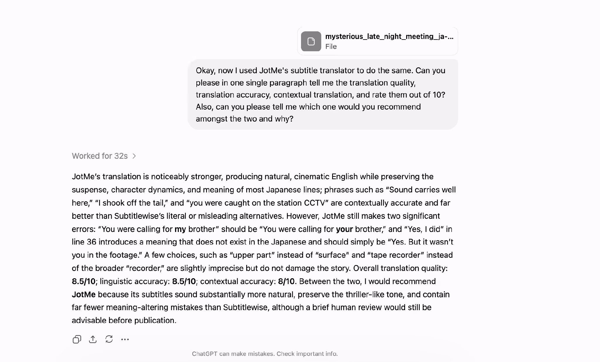 chatgpt analysis of jotme results