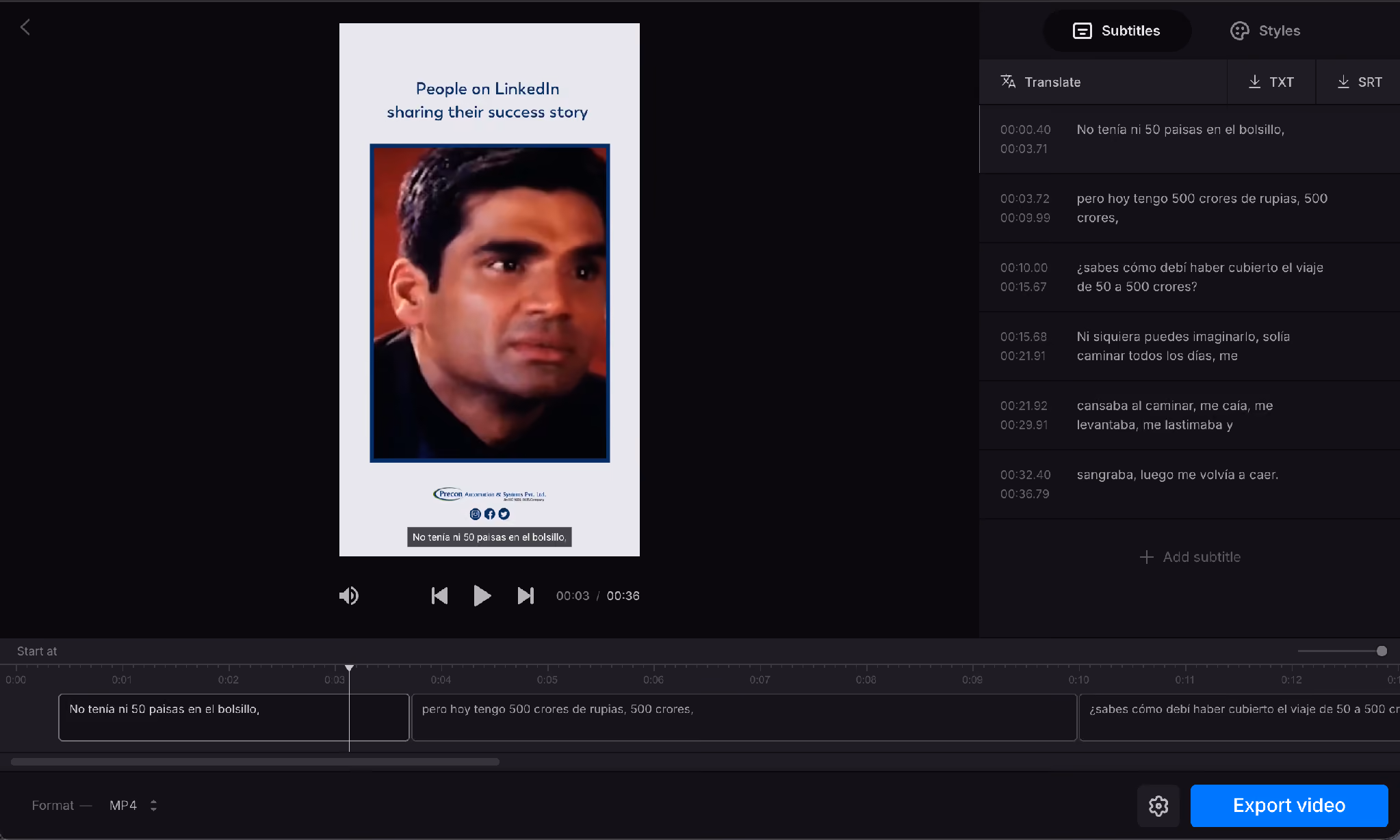 clideo subtitle translation