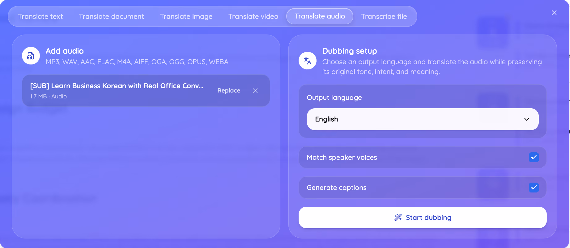 jotme audio translation