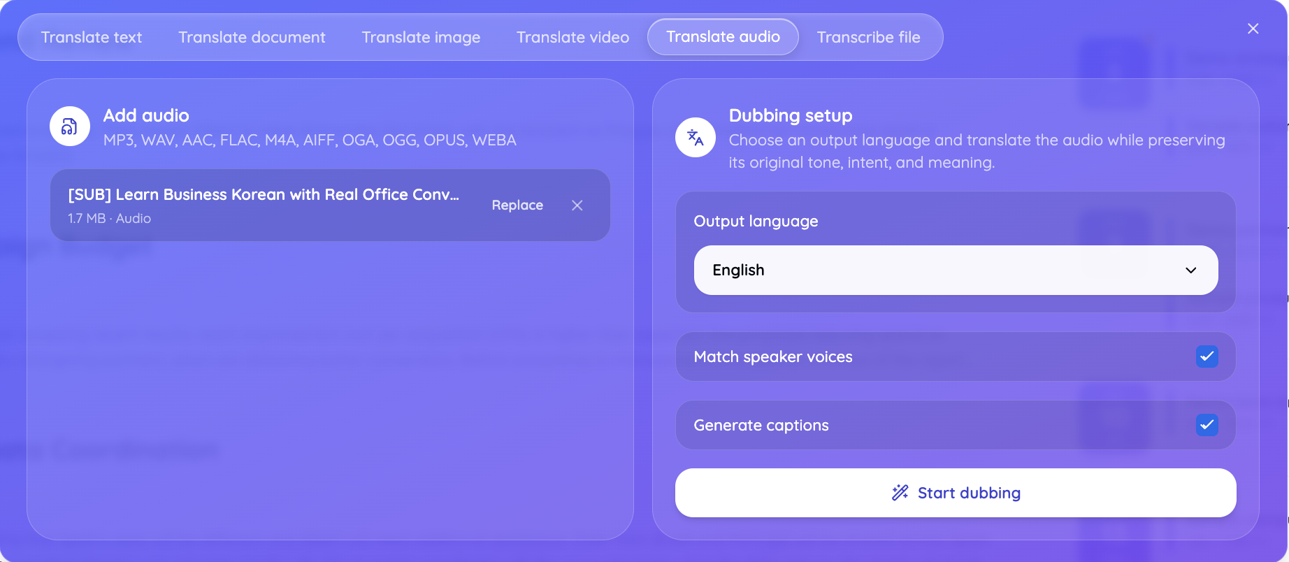 jotme audio translation