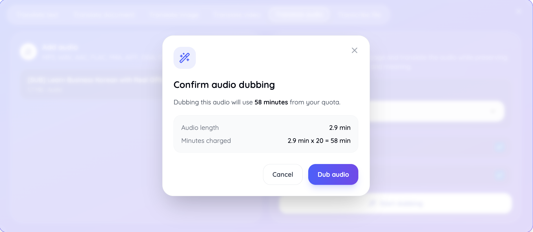 confirm translation minute