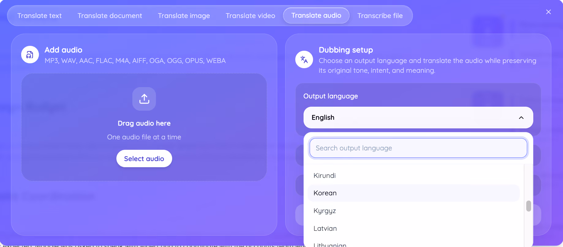 choose output language