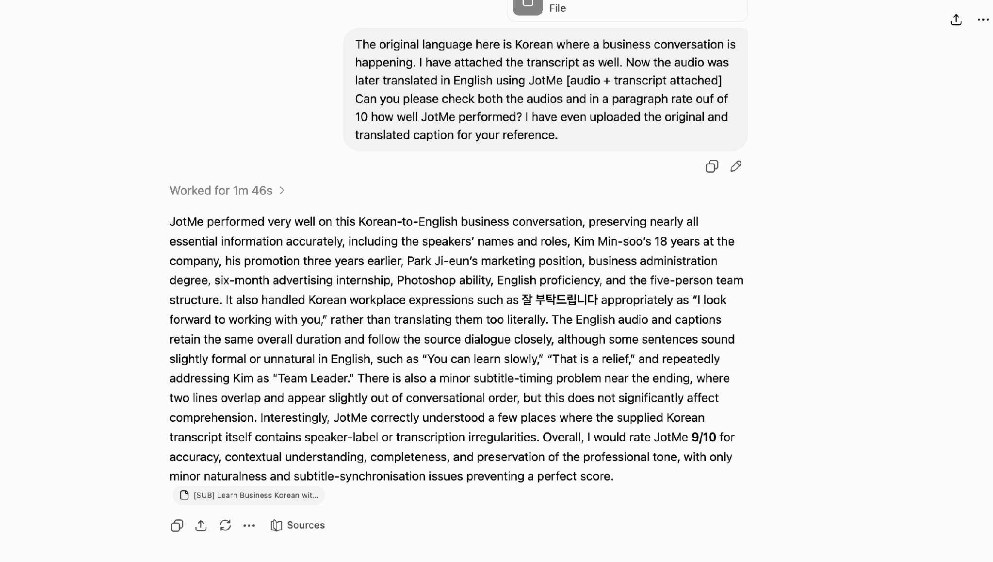 chatgpt analyze jotme transcript