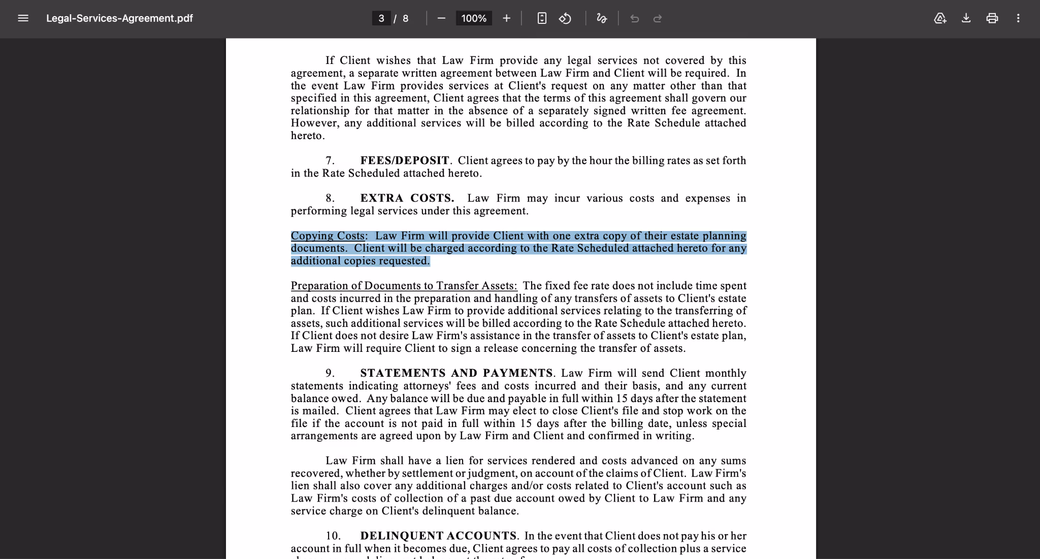 legal service agreement