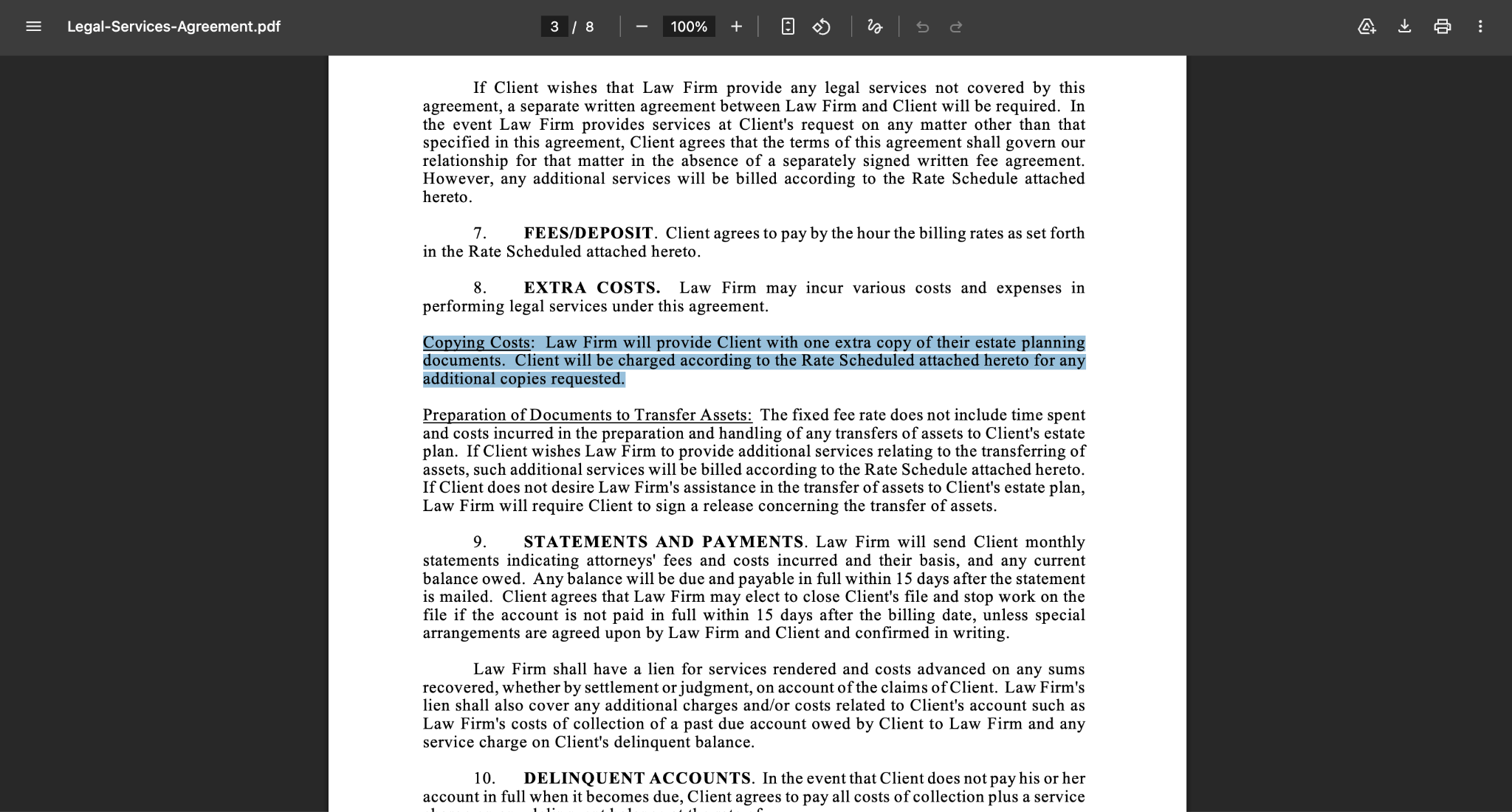 legal service agreement