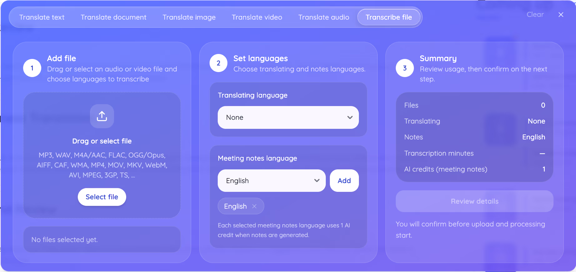 jotme transcribe file